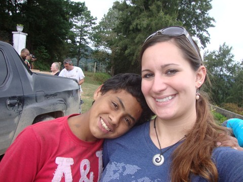 (Carlos and I getting ready to work on the Tilapia farm)