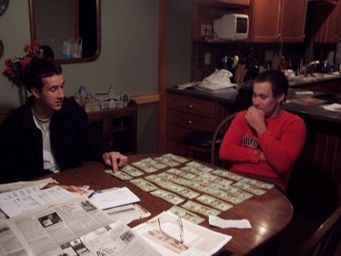  this is my brother giving me over $600 for this trip! (In 20 dollar bills!) it's his tithe money from what he made this summer in alaska. WHAT A COOL BRO EH! 