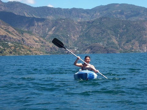 Becca kayacking on Lake Atitlan, Guatemala... I preserved my camera in a zip loc bag to get these pics. : )