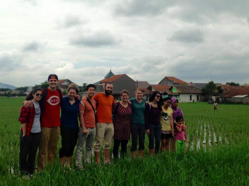 Our team our walking among rice fields with very kind locals.