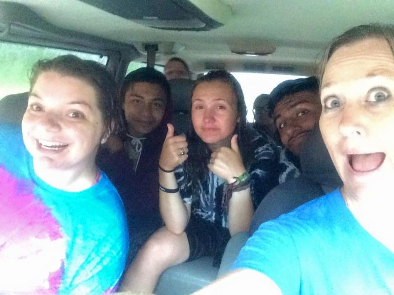 My group after singing in the rain all day.