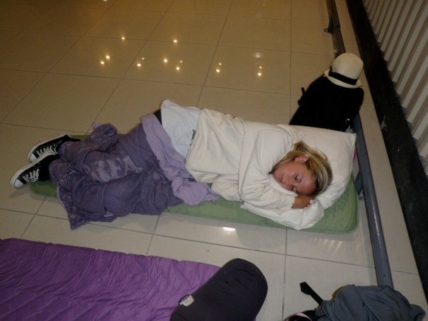 sleeping in the airport