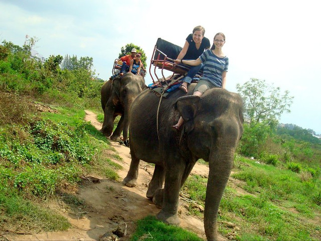 girls on elephant