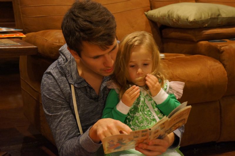 Reading Lilah a Christmas story