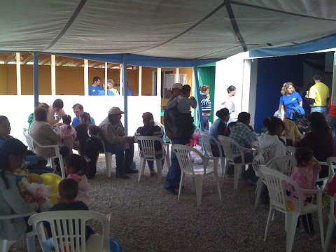 Acuna patients waiting to be seen by doctor, pharmacist, or dentist; Acuna, Mexico, February 2009