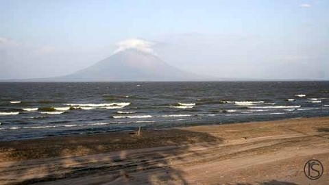 Ometepe Volcano from our debrief site