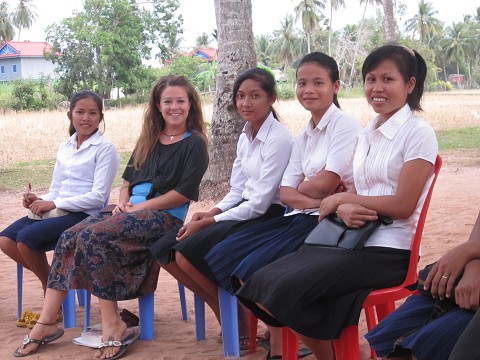 Megan with some students