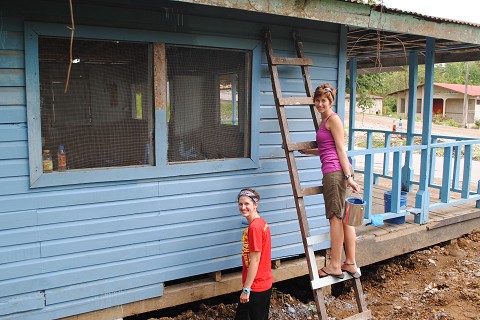 Bri & Traci Working on the Church