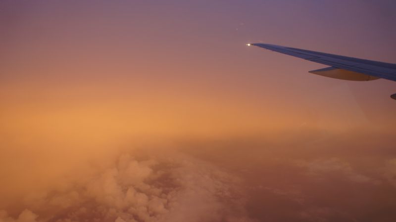 Watching the sunset as we fly to Guatemala