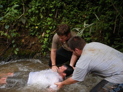 Rusty's baptism in the river