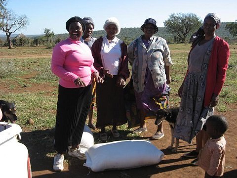 Garden Center ladies excited about a food delivery
