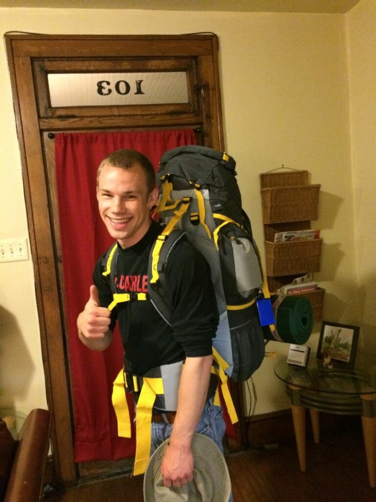 Me and my backpack 6 hours before departure!