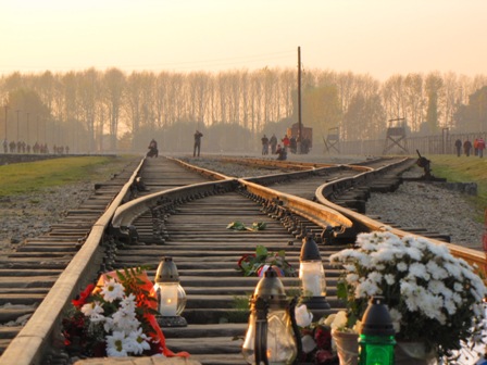 Birkenau Camp, next to Auschwitz - the train tracks leading to the 2 biggest gas chambers that existed during the Holocaust