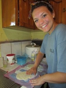 Bobbi Jo making tortillas