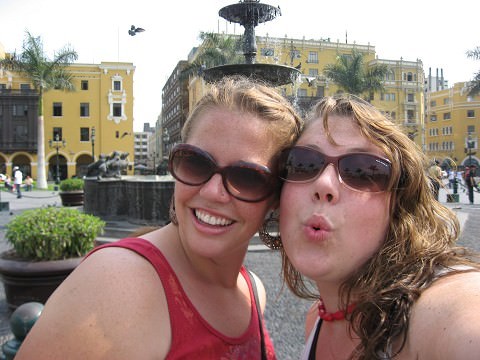 Molly and I at Plaza Major in Lima, Peru