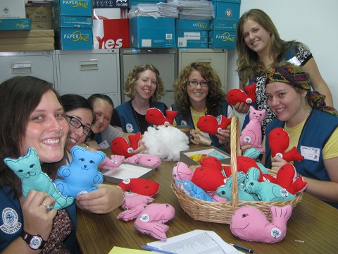 The animails we helped to stuff and sew for the pediactrics ward at the Adventist hospital in Penang, Malaysia