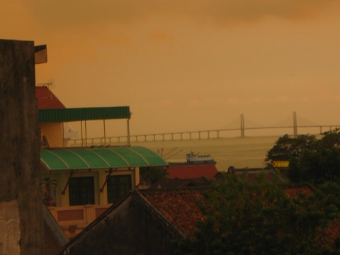 Taken from the roof where we were staying of the largest bridge in South east Asia, Penang, Malaysia
