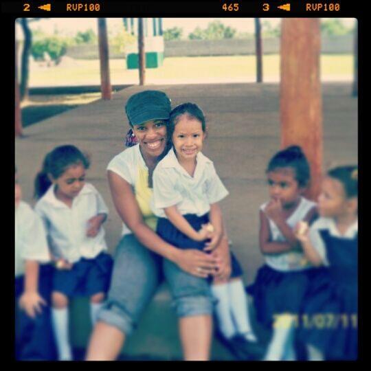 Me with my sponsored child, Emeling, & some of her classmates