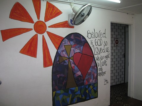 The mural painted in the Kawan center in Penang, Malaysia by Ashley, Lacey, Bridget, Carmen, Pam, Heidi, Joni and myself, insipred by a joint vision.