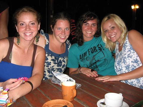 Katie, me, Emilie and Joy coffee time on the beach