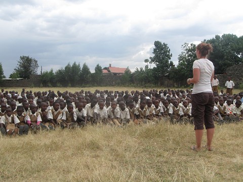 Theresa preaching at a primary school - Nakuru, Kenya