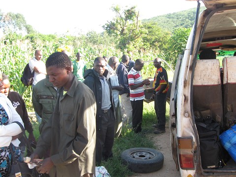 The matatu with a flat tire, Tanzania