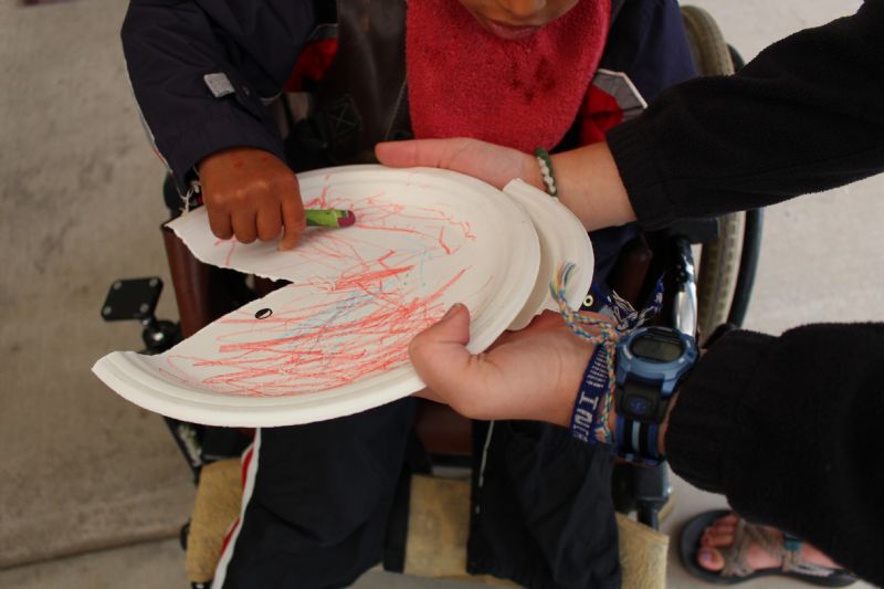 The ones that couldn't trace got a fish made out of a paper plate to color