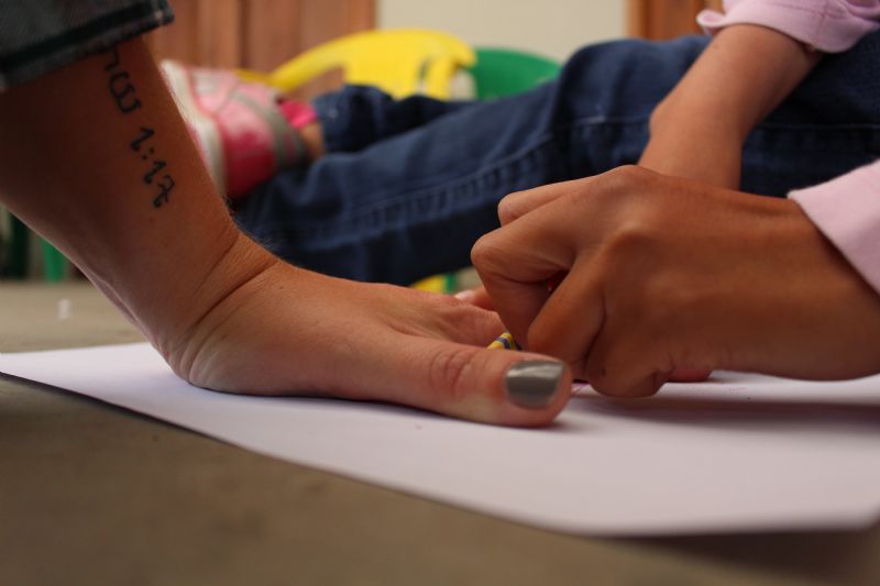 On this day we taught about Jonah and the whale... They traced hands to make a fish