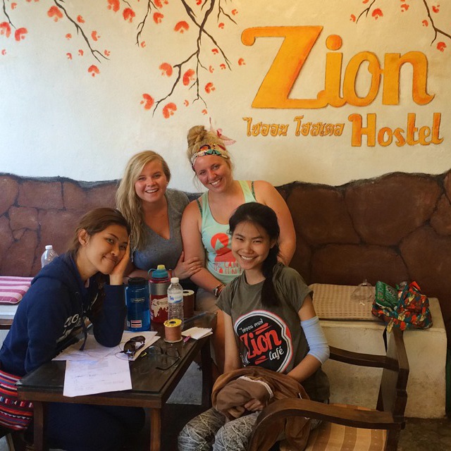 Spending some time with our new friends at Zion Cafe.