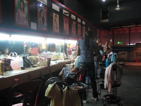 This is where the girls get their hair and makeup done