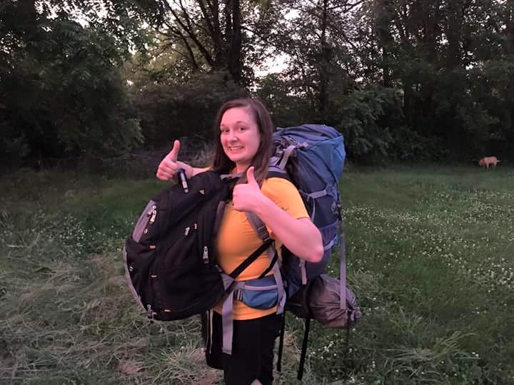 My pack!! I have a huge one on the back, and a smaller one in front!