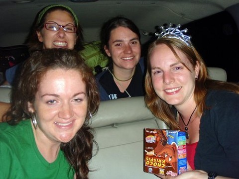 In the cab on our way to the hotel for the night.