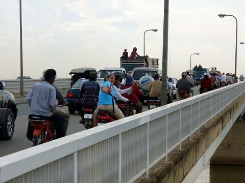 Over the bridge.