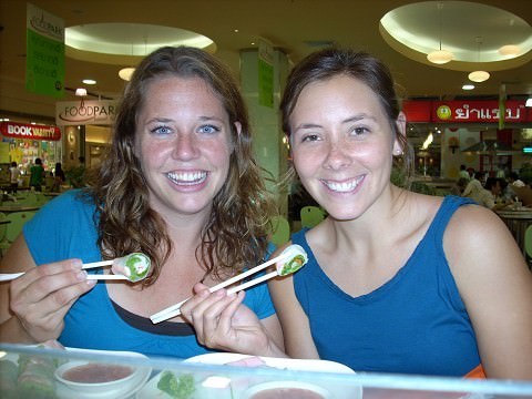 Morgan and I having some spring rolls in an impromptu mall trip (due to traffic jam)