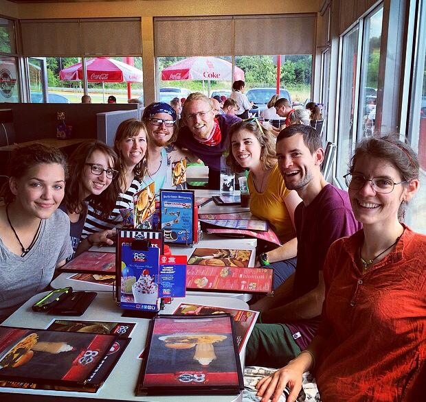 From left to right: Jamie Rae, Rachel Tart, Amanda Hall, Major, Matt, Katherine, myself, Debbie
