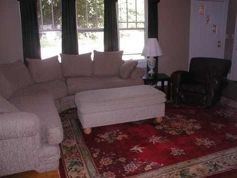 Our living room!  We got this great couch for only $75!!  can you believe that?  Jesus is good to us!