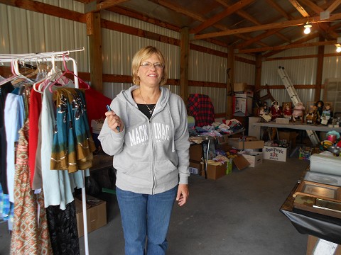 My Aunt Sara getting ready to make a sign.  But she wasn't ready for the picture :)