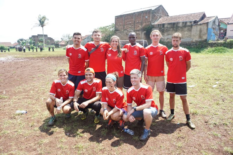 My team teaching soccer!