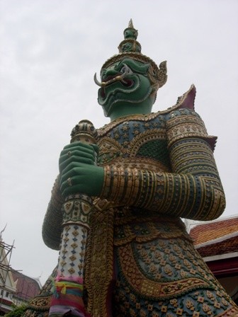 Two large giants guard the gate to the temple. Many people worship at the base of these as well.