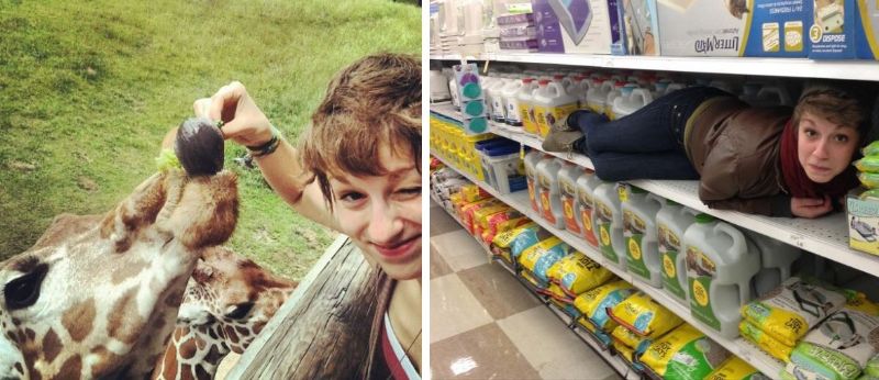 Hanging with giraffes or being weird in public places...living outside of comfortable IS my life.