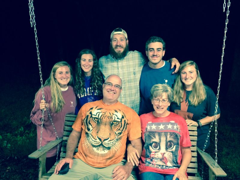 This is my beautiful, crazy family! (from left to right: front: Papa and Yanni or Roger and Jan, back: Taylor, Kennedy, Addison, Camden, and myself