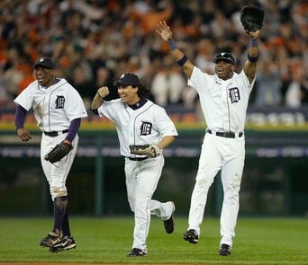 Curtis Granderson, Magglio Ordonez and Craig Monroe