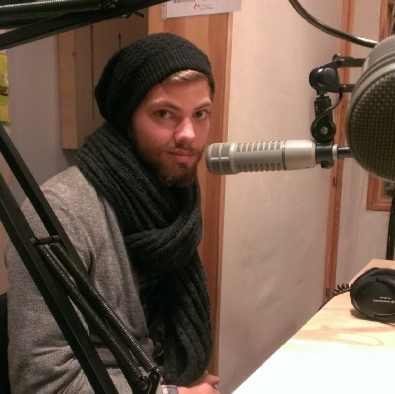 Doing a radio interview for the only Christian radio station in Lithuania. 