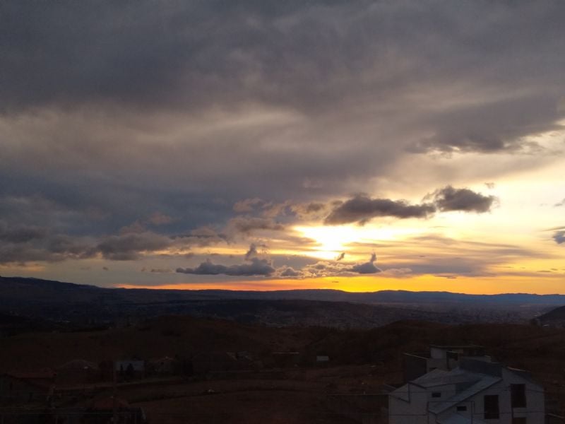 View of sunrise from the top floor of the YWAM base.